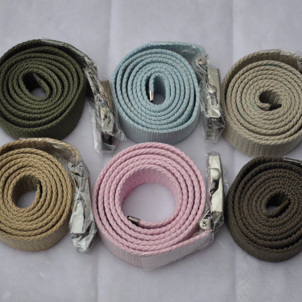 Canvas Belt 6pcs. X $10. Military Style with Antique Brass Buckle 6 color …